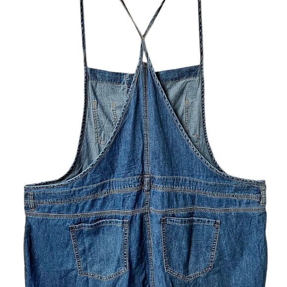 TORRID 5" blue denim light weight self tie Short Tall overall Shorts Size 20 - Picture 10 of 16